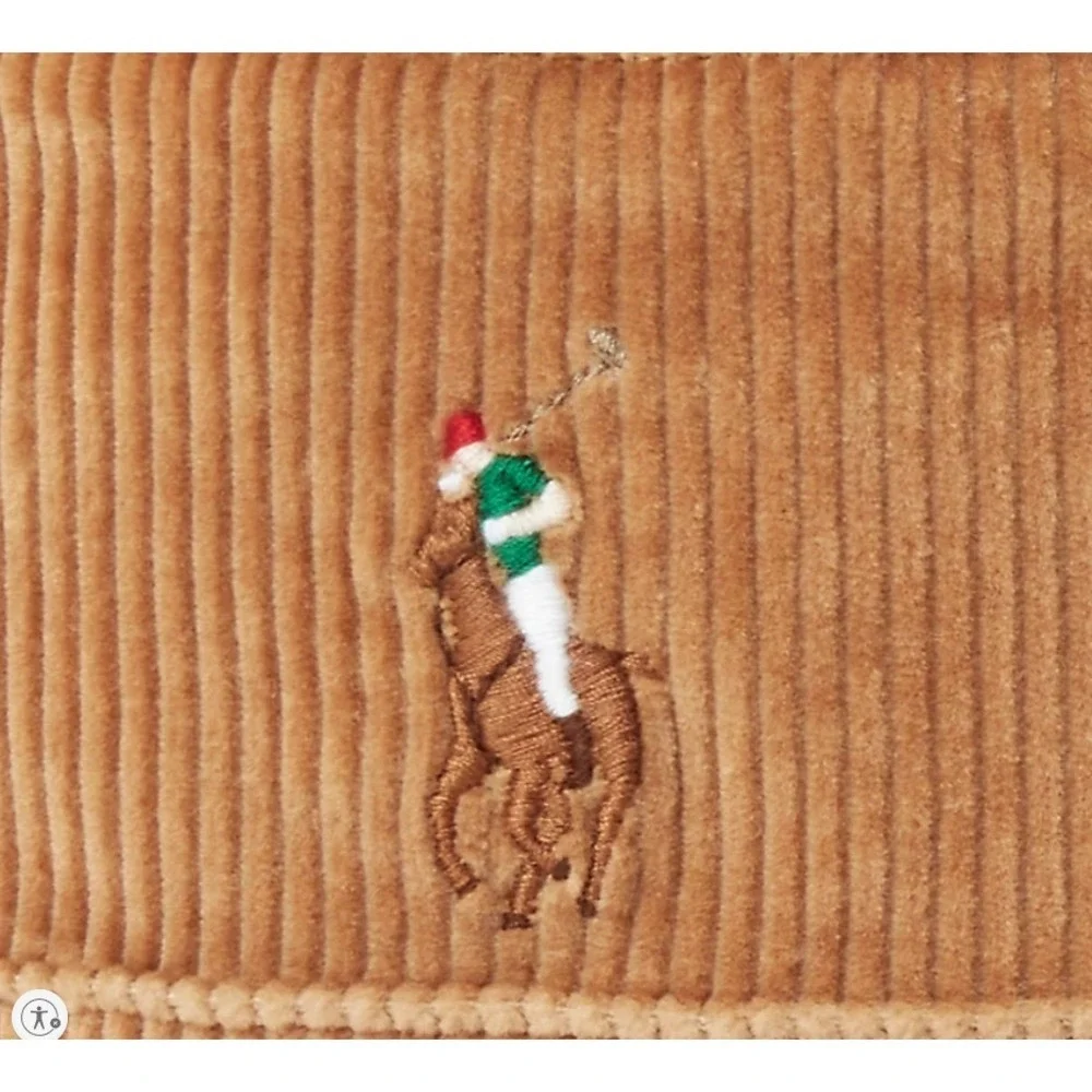 Polo Ralph Lauren Mens Cord Embroidered Pony Corduroy Bucket Hat | Tan | L/XL